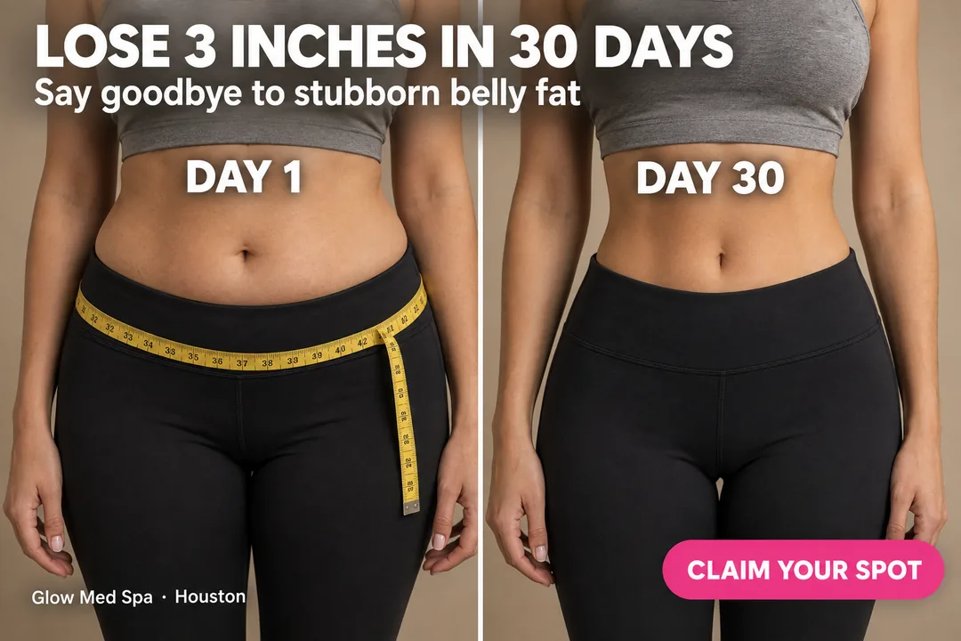 Example ad that gets rejected: split Day 1 / Day 30 body photo with the headline Lose 3 inches in 30 days
